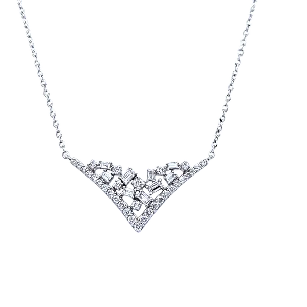 14K White Gold Necklace with 32 Round Diamonds (0.20 TW) & 9 Baguette Diamonds (0.11 TW) – Total 0.31 Carats/  VanScoy Jewelers of Wyomissing Van Scoy Jewelers Wyomissing, PA