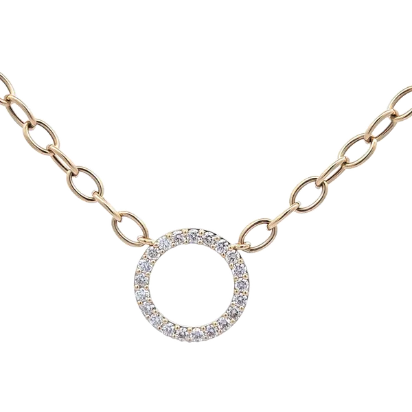 14 Karat Yellow Gold Circle Necklace with 1.00 Carat Total Weight in Diamonds/  VanScoy Jewelers of Wyomissing Van Scoy Jewelers Wyomissing, PA