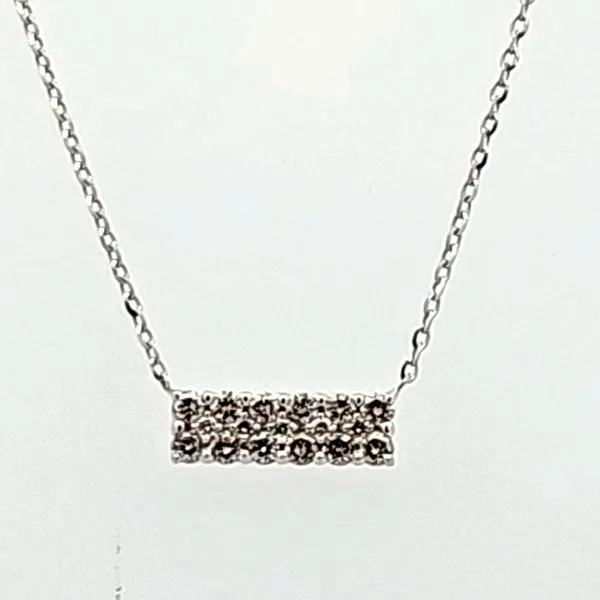 Sleek Elegance: 14 Karat White Gold Bar Diamond Pendant, 0.21 Carat Total Weight Diamonds, Chain Included VanScoy Jewelers of Wyomissing/ VanScoy Jewe Van Scoy Jewelers Wyomissing, PA