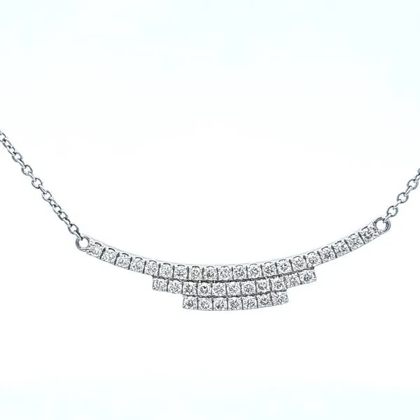14K White Gold Curved Diamond Necklace | 0.38 CTW Round Brilliant Cut Diamonds, I/J Color, SI2 Clarity, Cable Link Chain Included/ /  VanScoy Jewelers Van Scoy Jewelers Wyomissing, PA