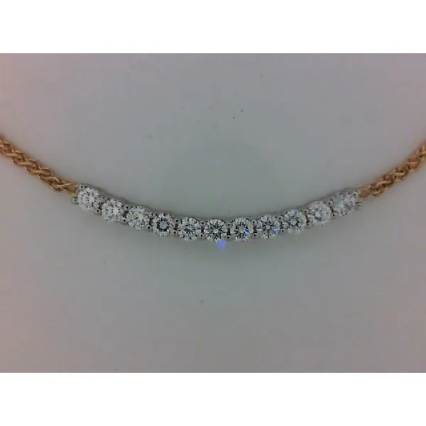 Two Tone 14K Bar Necklace with 11 Round G/H SI1 Diamonds ...