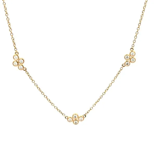 Sylvie Fashion 14 Karat Yellow Gold Station Necklace with 0.28 Carat in Diamonds Van Scoy Jewelers Wyomissing, PA