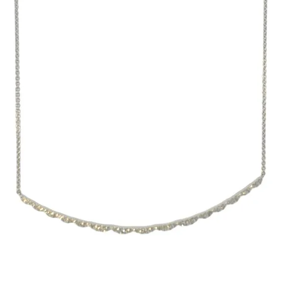 Sylvie Fashion 14 Karat White Gold Diamond Bar Necklace w...