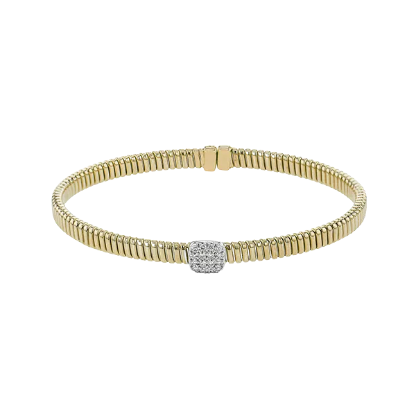 Simon G Modern Design 18K Yellow Gold Textured Bangle with 0.19 CTW Diamonds in Cushion Shape and Magnetic Closure/ VanScoy Jewelers of Wyomissing similar item image