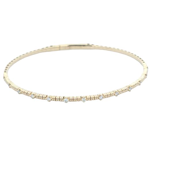 14K Yellow Gold Flexible Bangle Bracelet with 0.20 CT Diamonds & Titanium Wire – 6.5 Inch Van Scoy Jewelers Wyomissing, PA