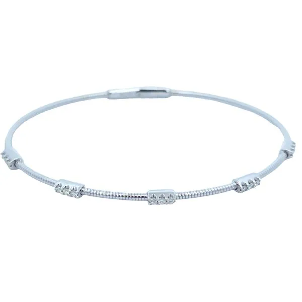 14K White Gold Flexible Bangle Bracelet with 0.20 CT Diamonds & Titanium Wire – 6.75 Inch Van Scoy Jewelers Wyomissing, PA