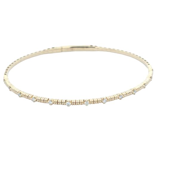 14K Yellow Gold Flexible Bangle Bracelet with 0.20 CT Diamonds & Titanium Wire – 6.5 Inch Van Scoy Jewelers Wyomissing, PA