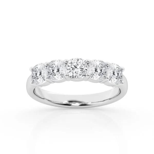 14K White Gold Lab-Grown Diamond Ring with 5 Cushion-Shap...