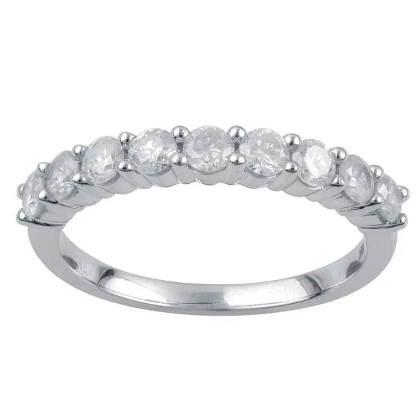 14K White Gold Lab-Grown Diamond Band with 9 Round Diamon...