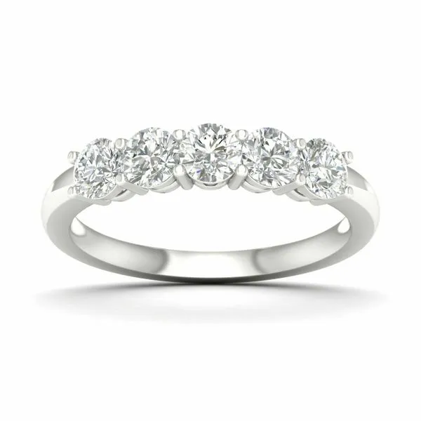 14K White Gold Lab-Grown Diamond Band | 5 Diamonds, / Van...