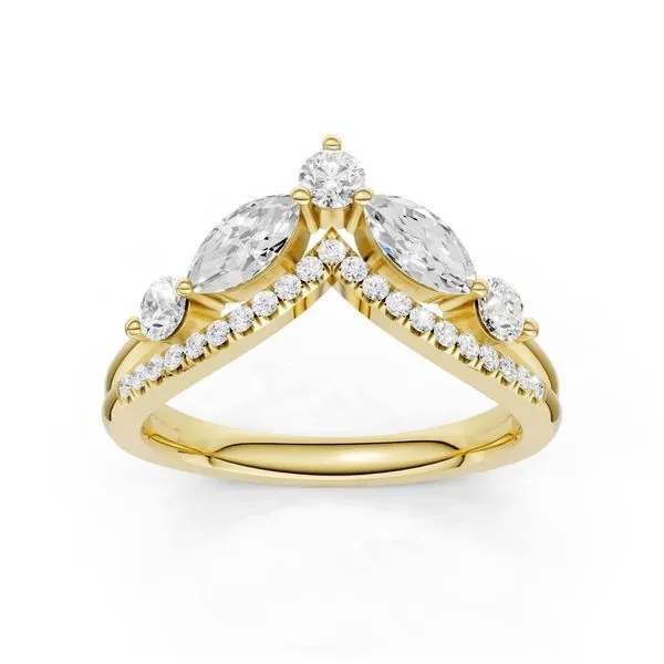 14K Yellow Gold Lab-Grown Diamond Chevron Band – .75CTW Round & Marquise Cut Van Scoy Jewelers Wyomissing, PA