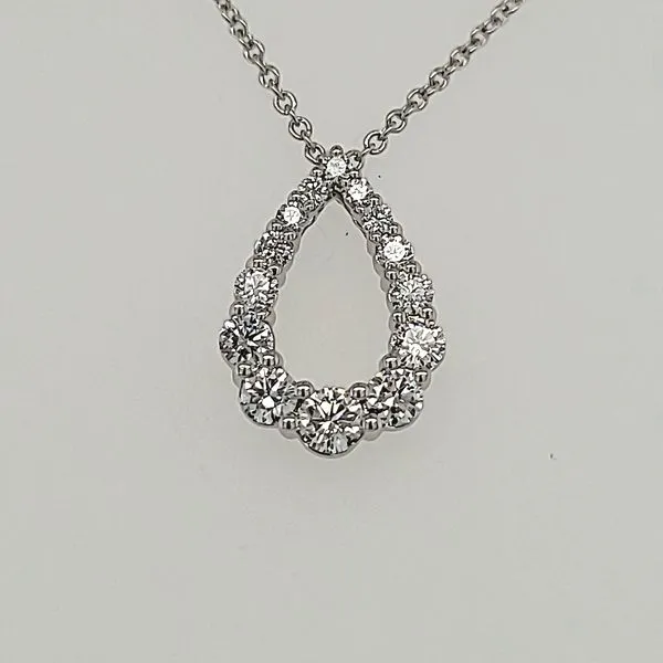 14K White Gold Teardrop Pendant with 0.50ct Lab-Grown Dia...