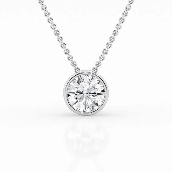 14K White Gold Bezel-Set Solitaire Pendant | 0.50 Carat R...