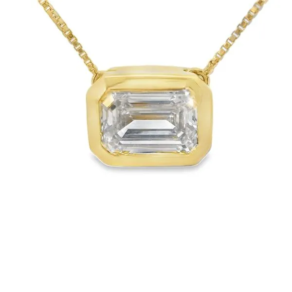 14K Yellow Gold Lab-Grown Diamond Pendant with 1.05ct Emerald-Shaped LGD | VS1 Clarity, E Color | Includes Chain | IGI Report #32J657362405