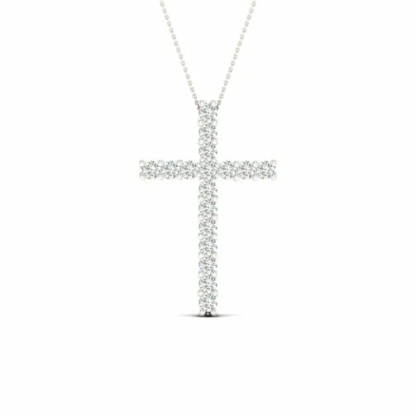 14K White Gold Lab-Grown Diamond Cross Pendant / VanScoy Jewelers of Wyomissing Van Scoy Jewelers Wyomissing, PA