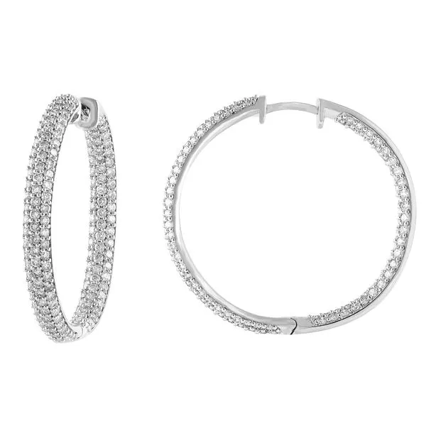 14K White Gold Lab-Grown Diamond Hoop Earrings with 316 R...