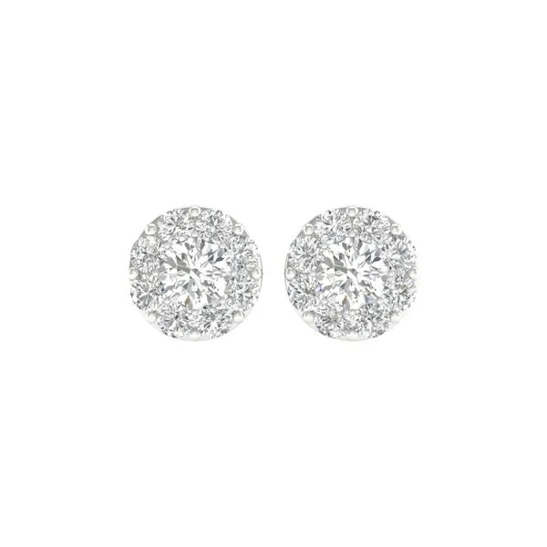 14K White Gold Lab-Grown Diamond Halo Stud Earrings – 1.00 CTW, G-H Color, VS Clarity, IGI Certified with Post and Screw Backs Van Scoy Jewelers Wyomissing, PA