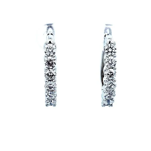 14 KARAT WHITE GOLD HOOP EARRINGS WITH 2.00 CARAT TOTAL W...