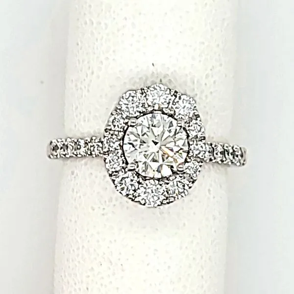 Lab-Grown 14K Gold Round Diamond Halo Engagement Ring - 1...