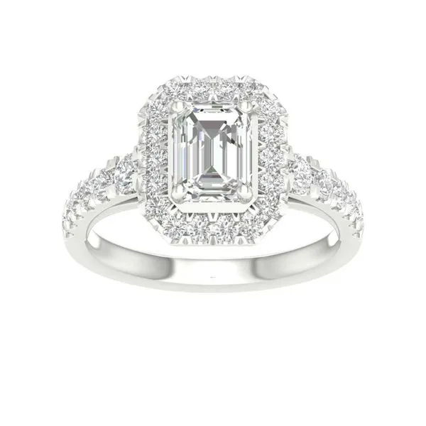 14K White Gold Lab-Created Diamond Engagement Ring with 1...