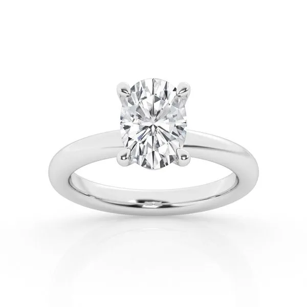 14K White Gold Solitaire Engagement Ring - 1.54 Carat Ova...