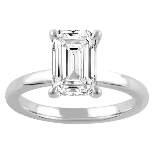Elegant 14K White Gold Solitaire Ring with 2.01 Carat Eme...