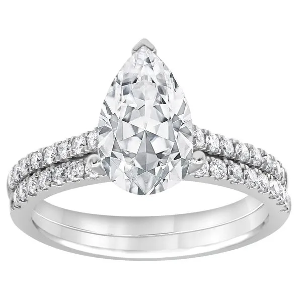 14K White Gold Lab-Grown Diamond Engagement & Wedding Ban...