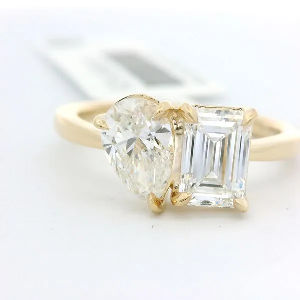 14K Yellow Gold Toi Et Moi Ring | 1.76 CT Lab-Grown Emerald & Pear Shaped Diamonds, VS Clarity, E-F Color, IGI #35J172932405 Van Scoy Jewelers Wyomissing, PA