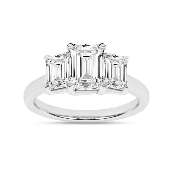 3.00 CTW Lab-Grown Emerald-Cut Diamond 3-Stone Ring – 14K White Gold/ VanScoy Jewelers of Wyomissing Van Scoy Jewelers Wyomissing, PA