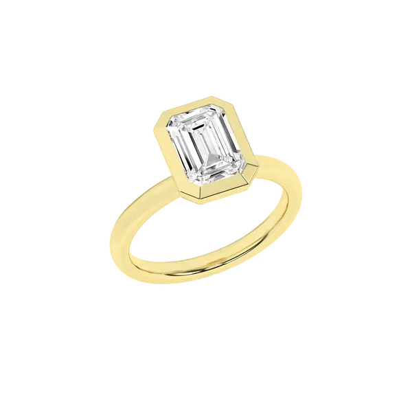 2.58 CT Lab-Grown Emerald-Cut Diamond Solitaire Ring – 14K Yellow Gold, Bezel Set Van Scoy Jewelers Wyomissing, PA