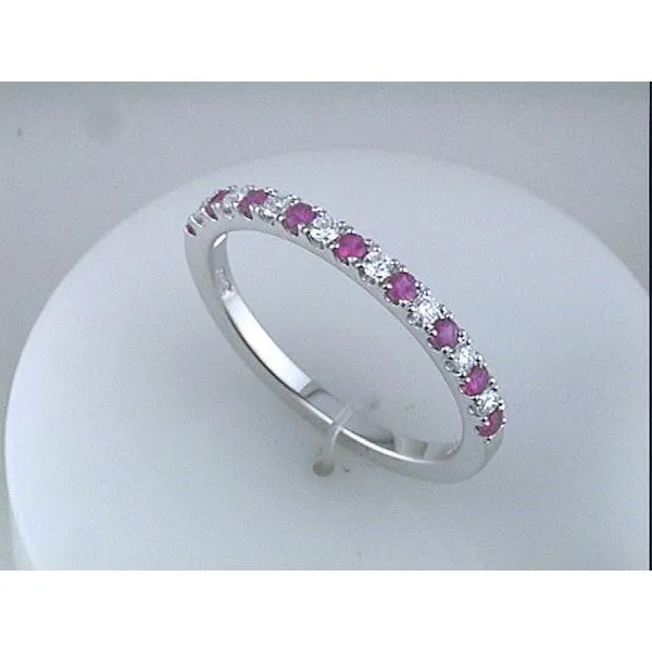 GEMSTONE RING | RUBY | RUBY AND DIAMOND BAND | 14 KARAT WHITE GOLD Van Scoy Jewelers Wyomissing, PA