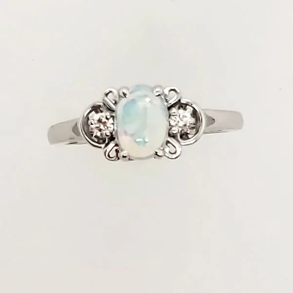 GEMSTONE RING | OPAL | OPAL AND DIAMOND RING | 14 KARAT WHITE GOLD Van Scoy Jewelers Wyomissing, PA