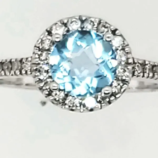 GEMSTONE RING| BLUE TOPAZ | BLUE TOPAZ AND DIAMOND | 14 KARAT WHITE GOLD Van Scoy Jewelers Wyomissing, PA