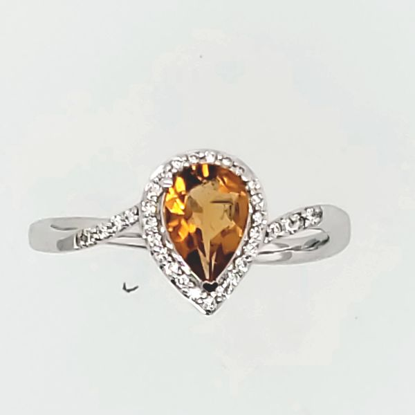 GEMSTONE RING | CITRINE | CITRINE AND DIAMOND RING | 18 KARAT WHITE GOLD Van Scoy Jewelers Wyomissing, PA