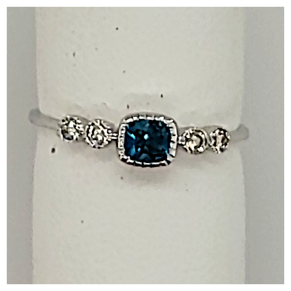 14 KARAT WHITE GOLD BLUE TOPAZ AND DIAMOND RING Van Scoy Jewelers Wyomissing, PA