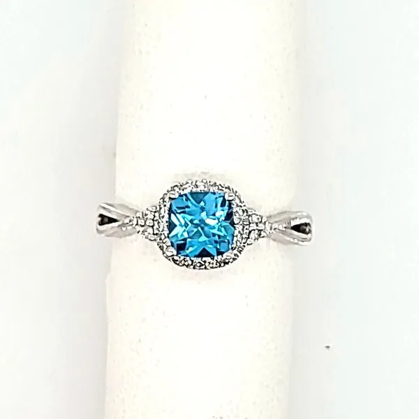 Blue Topaz and Diamond Ring in 14 Karat White Gold Van Scoy Jewelers Wyomissing, PA