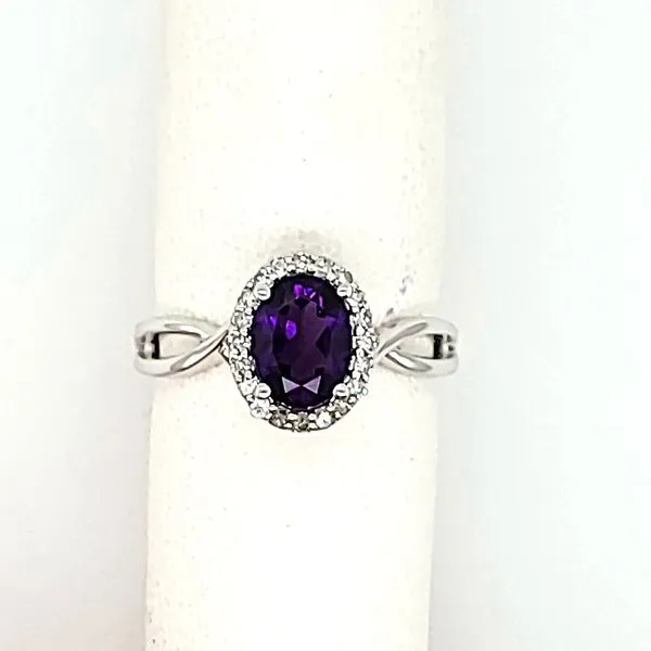 Radiant Elegance: 14K White Gold Oval Amethyst Ring with Diamond Halo/ VanScoy Jewelers of Wyomissing Van Scoy Jewelers Wyomissing, PA