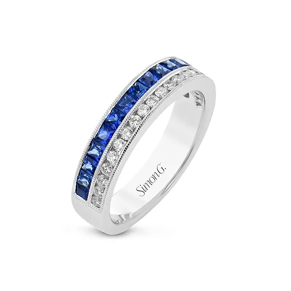 SIMON G. 18K White Gold Double Row Band with .28 CTW Diamonds & .96 CTW Blue Sapphires - Size 6.5 (Serial #710203)/ VanScoy Jewelers of Wyomissing similar item image