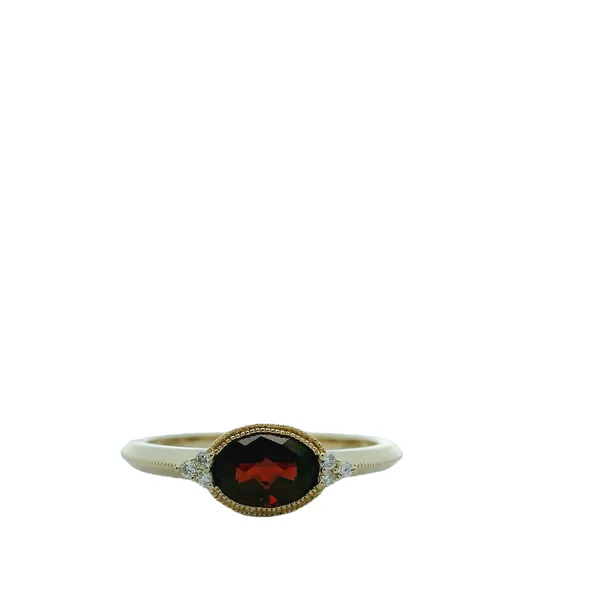 14K Yellow Gold Garnet & Diamond Ring with 0.04 Carat Diamonds/ VanScoy Jewelers of Wyomissing Van Scoy Jewelers Wyomissing, PA