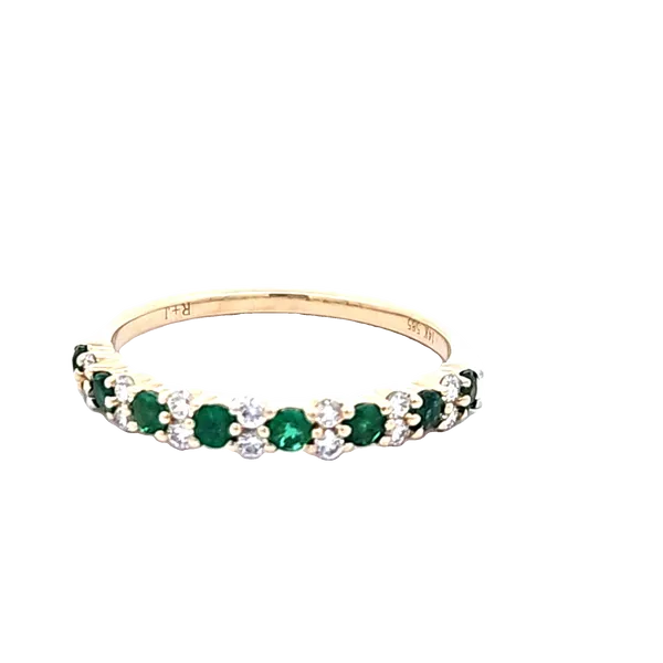 14K Yellow Gold Diamond & Emerald Band – 14 Diamonds (0.18 Carat) & 8 Emeralds (0.32 Carat)/ VanScoy Jewelers of Wyomissing Van Scoy Jewelers Wyomissing, PA