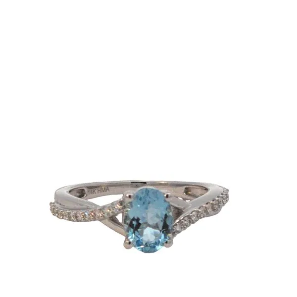 14K White Gold Aquamarine & Diamond Ring – 1.24ct A...