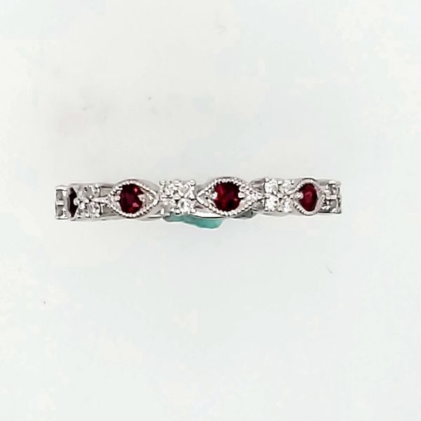 GEMSTONE RING | RUBY RING | DIAMOND AND UBY BAND | 14 KARAT WHITE GOLD | 1/3 CARAT RUBY | 1/4 CARAT DIAMOND Van Scoy Jewelers Wyomissing, PA