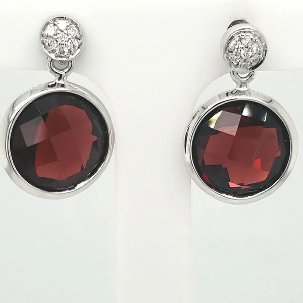 Garnet & Diamond Dangle Earrings Van Scoy Jewelers Wyomissing, PA