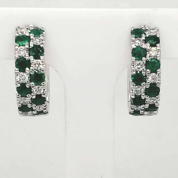 Emerald & Diamond Hoop Earrings Van Scoy Jewelers Wyomissing, PA