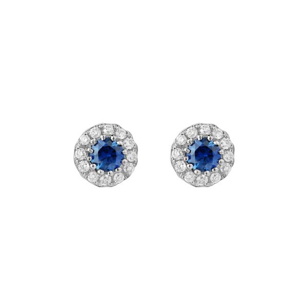 Sapphire & Diamond Halo Stud Earrings Van Scoy Jewelers Wyomissing, PA