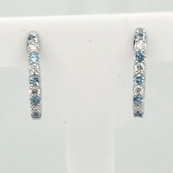 Blue Topaz & Diamond Small Hoop Earrings Van Scoy Jewelers Wyomissing, PA