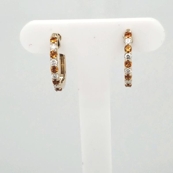 Citrine & Diamond Small Hoop Earrings Van Scoy Jewelers Wyomissing, PA