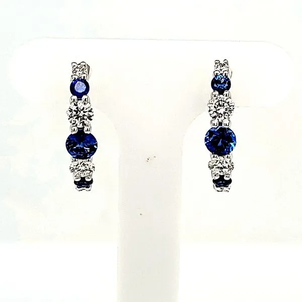 Diamond & Sapphire Hoop Earrings, 18 karat white gold Van Scoy Jewelers Wyomissing, PA