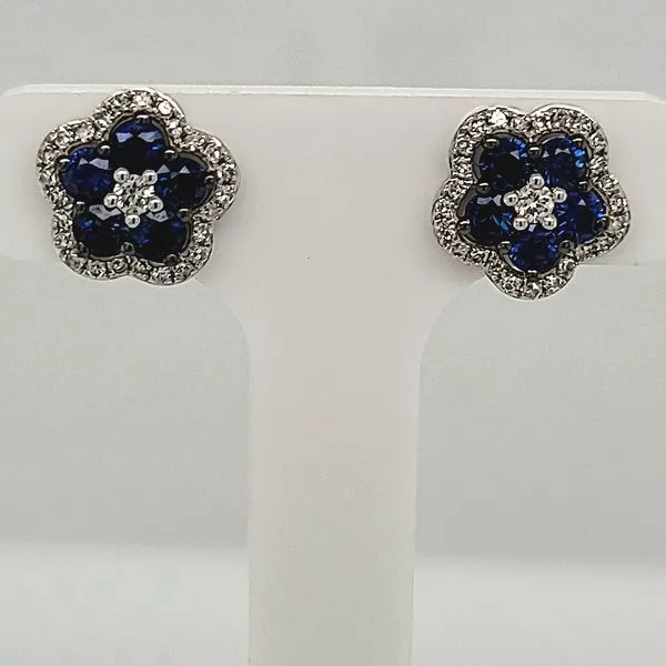 Sapphire and Diamond Earrings | 14 Karat White Gold  Earrings Van Scoy Jewelers Wyomissing, PA