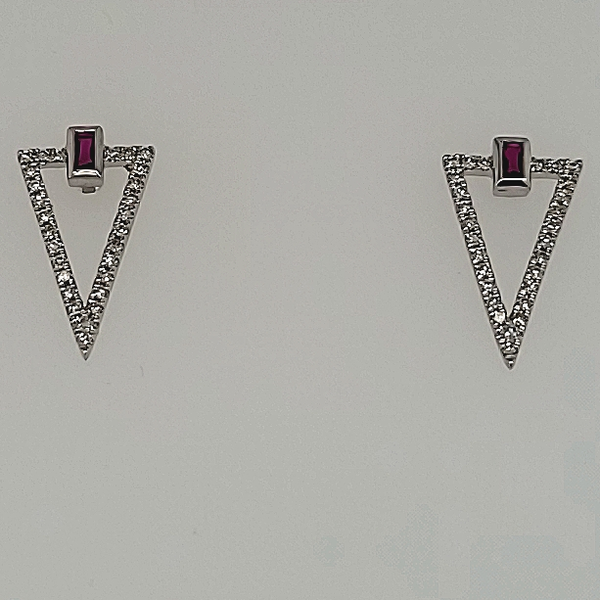 Diamond Triangle Earrings | Diamond & Ruby Earrings Van Scoy Jewelers Wyomissing, PA